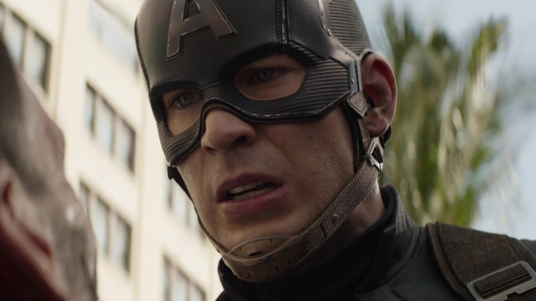 Captain America looking threateningly at Crossbones