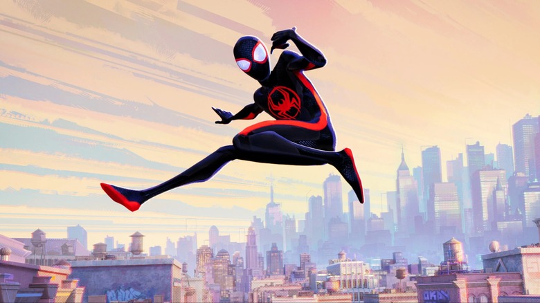 Miles Morales leaping into the air