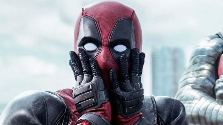 Deadpool gasping and surprised