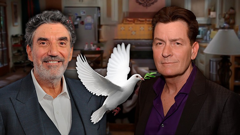Chuck Lorre and Charlie Sheen smiling
