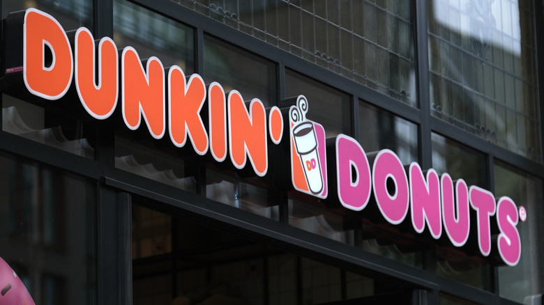 Dunkin' Donuts logo on storefront