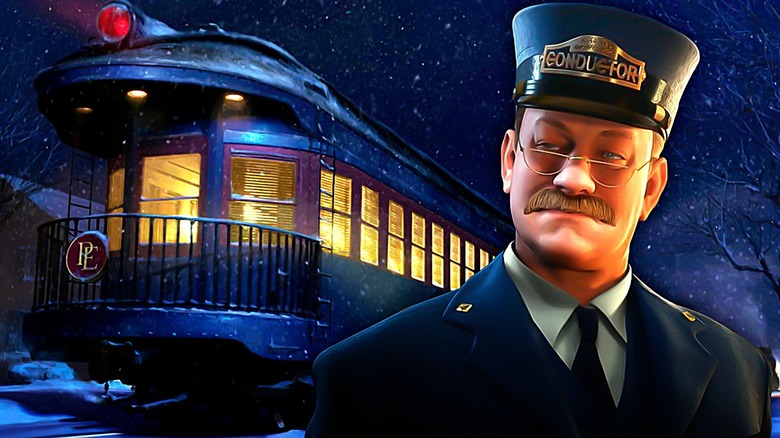 Polar Express conductor by train