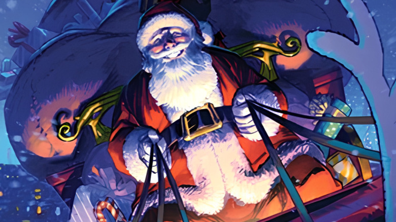 Santa Claus driving his sleigh