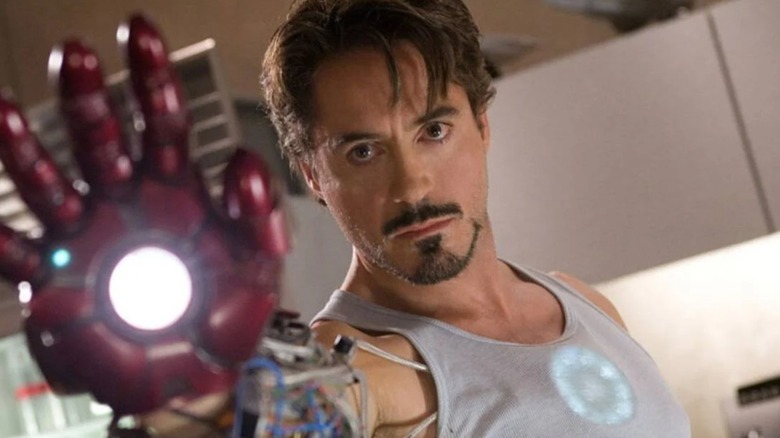 Tony Stark raising his hand
