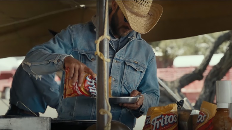 Cowboy eating Fritos