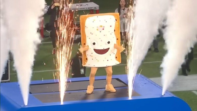 Pop-Tart mascot amid sparks